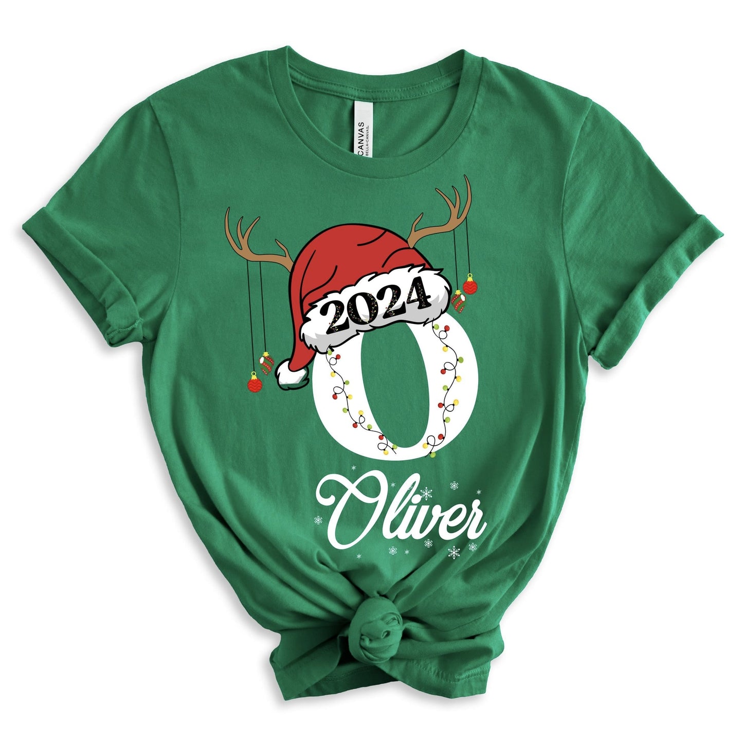 Personalized Christmas Family Pajama Shirts with Santa Hat
