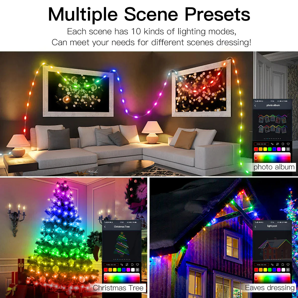 Christmas Tree LED String Lights with Smart Bluetooth App