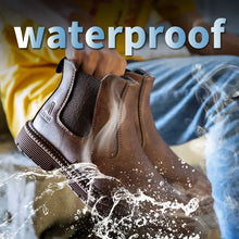 Waterproof Safety Work Shoes for Men in brown leather with steel toe