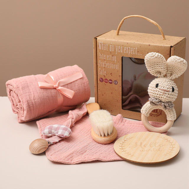 Bopoobo baby bath toys set with swaddle wrap and milestone cards for baby

