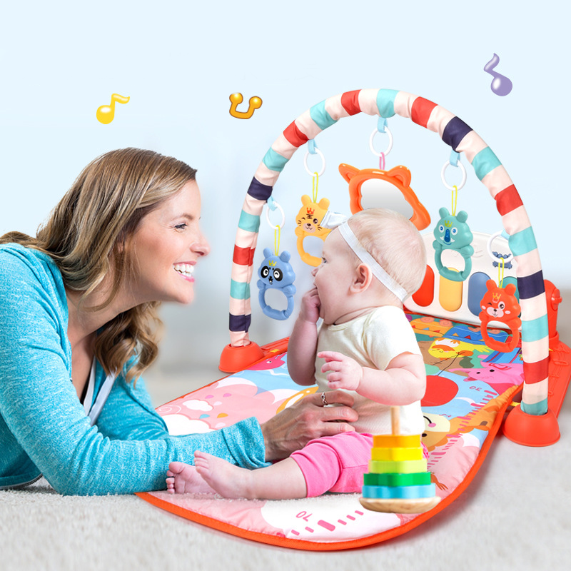 Baby pedal piano toy with music and lights for early development play

