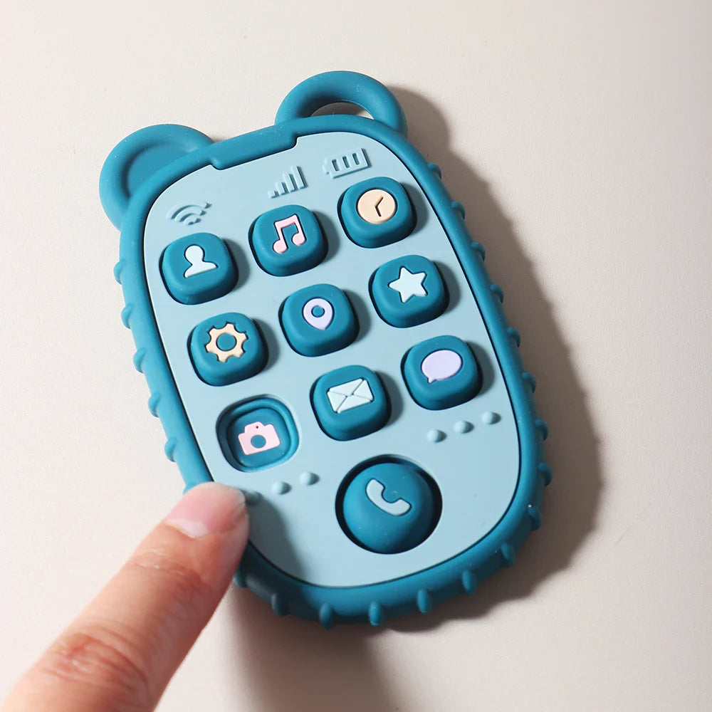 Colorful baby phone teething toy safe for chewing and learning

