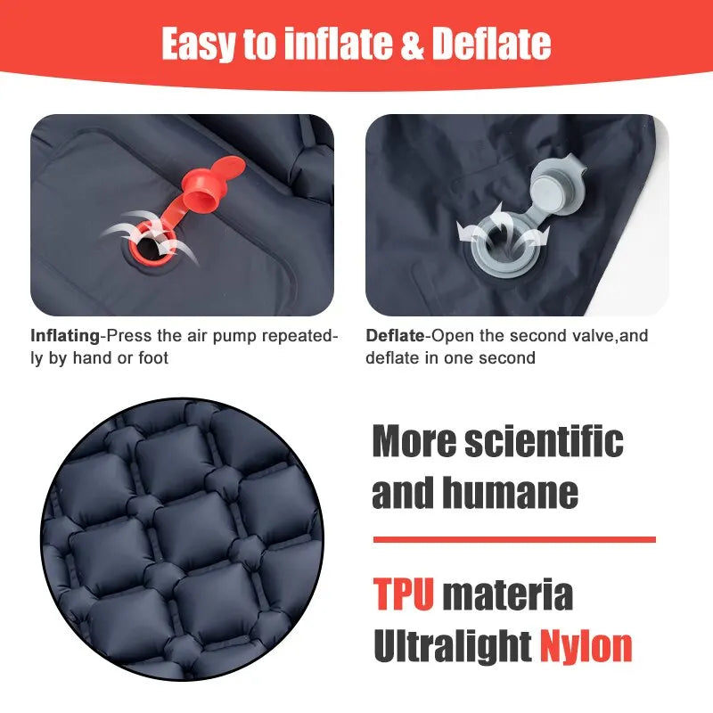 Camping Inflatable Mattress with built-in pump and travel pillow

