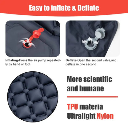 Camping Inflatable Mattress with built-in pump and travel pillow

