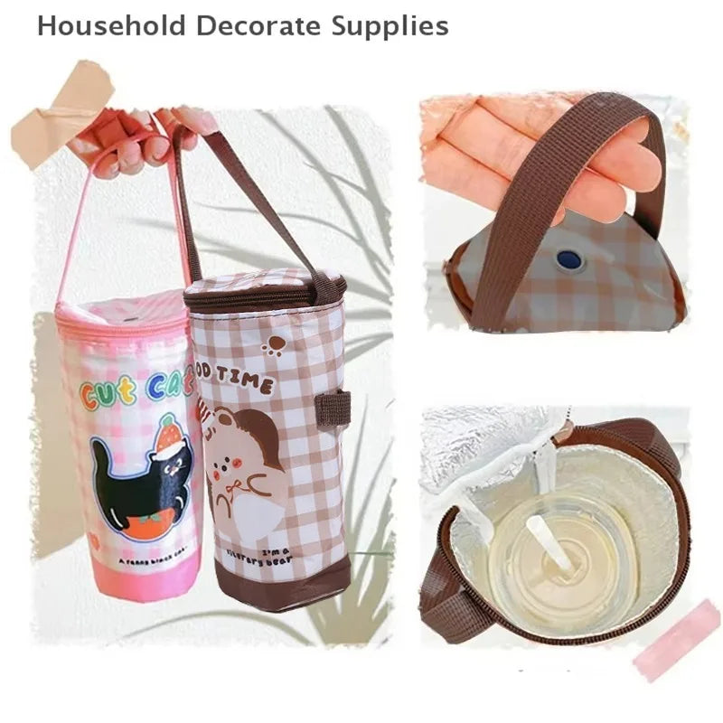 Insulated water bottle tote bag for outdoor hiking and travel
