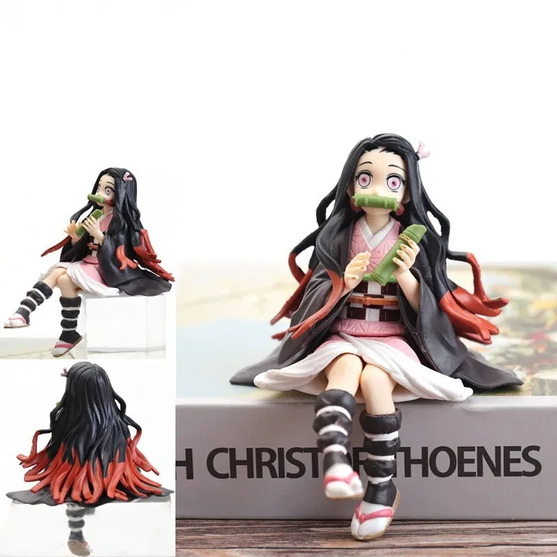 Demon Slayer action figure with Kamado Tanjirou and Nezuko in sitting pose

