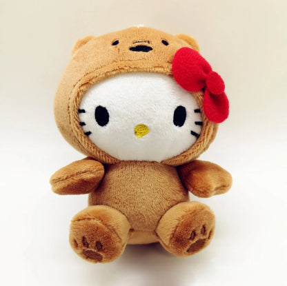 Sanrio plush keychain featuring cute kitty, panda, and bear stuffed toy pendants

