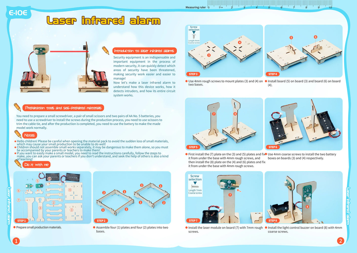 Child building DIY infrared alarm STEM kit on table