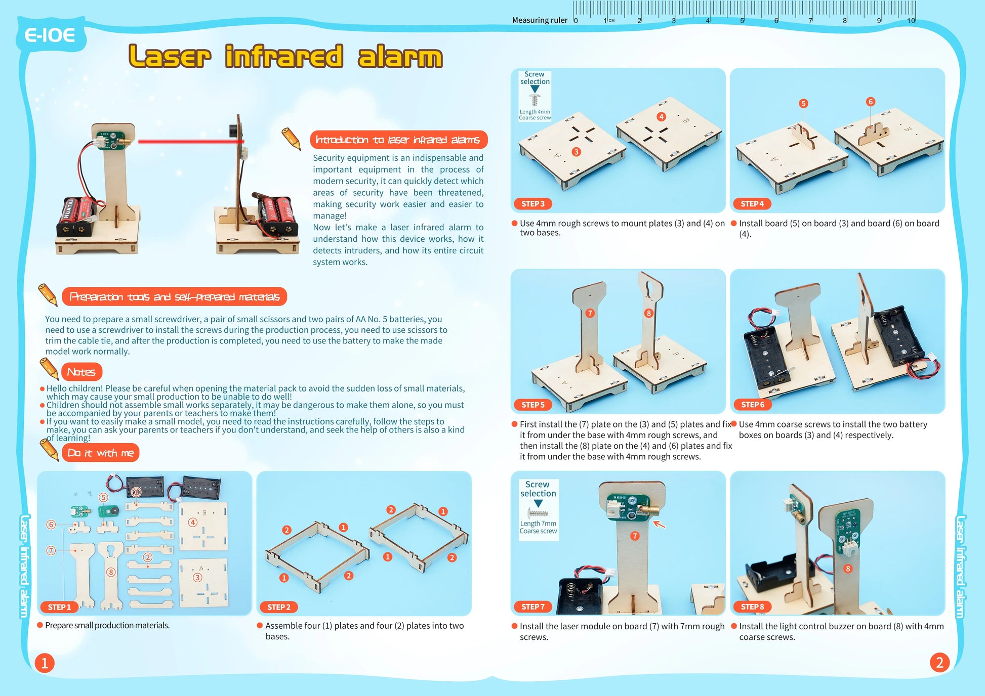 Child building DIY infrared alarm STEM kit on table