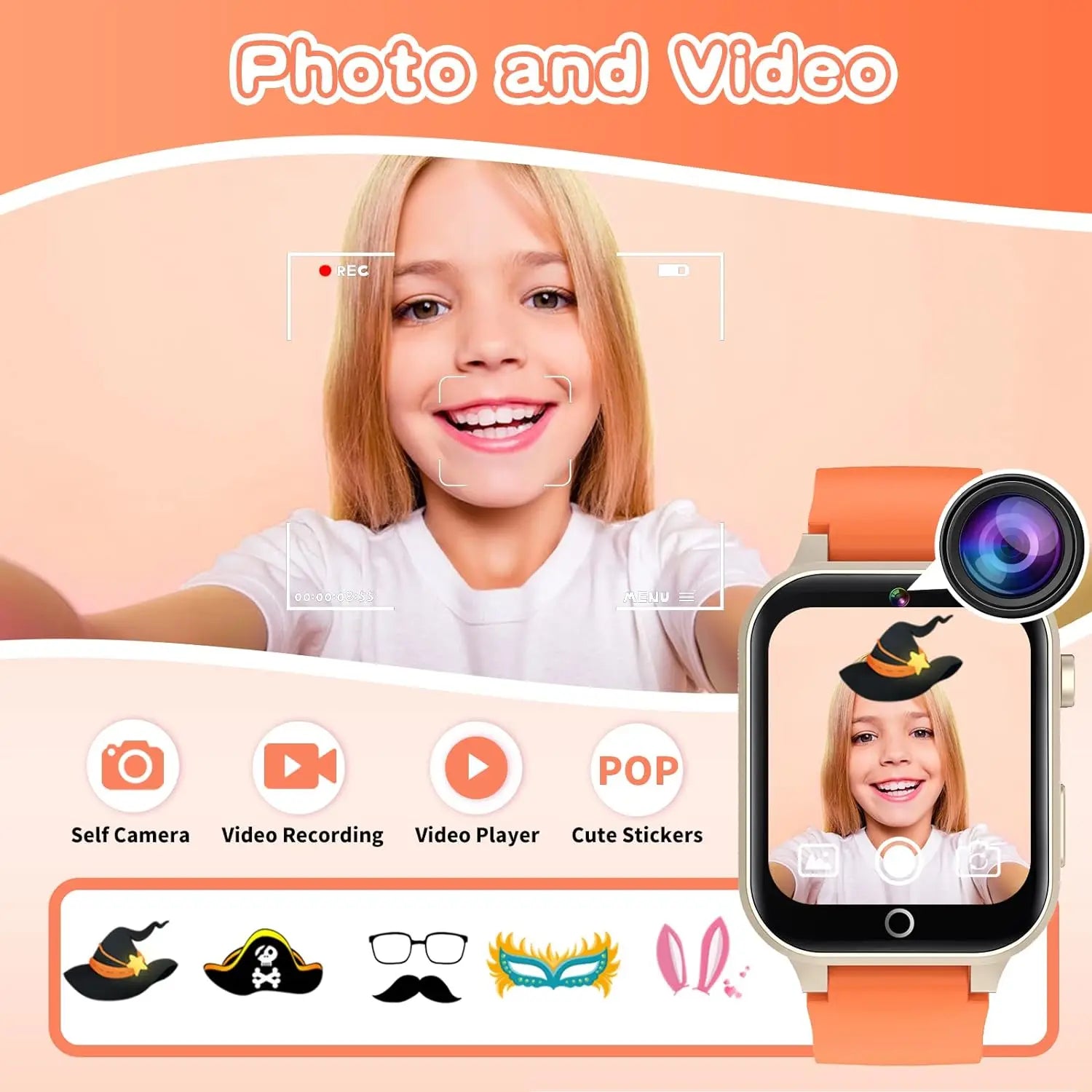 Kids smart watch for games with music, camera, and learning tools

