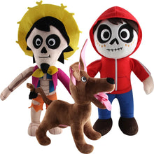 Coco movie plush toy set with Miguel, Hector, Dante, and Pepita

