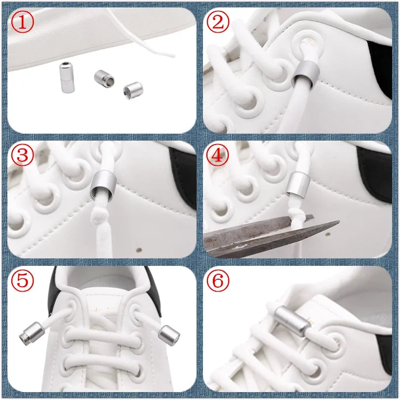 Elastic Lazy Shoelaces in black for sneakers and flats with secure lock system