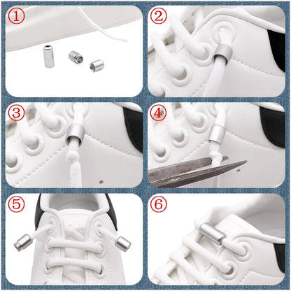 Elastic Lazy Shoelaces in black for sneakers and flats with secure lock system