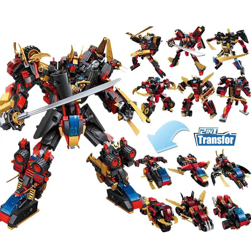 Qman 6-in-1 Transforming Mecha Warrior Building Blocks Set for Kids