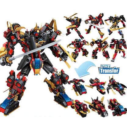 Qman 6-in-1 Transforming Mecha Warrior Building Blocks Set for Kids