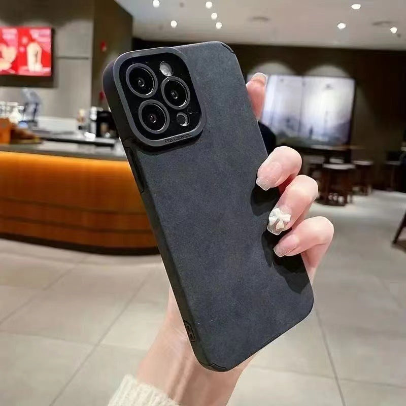 Korean style suede phone case with soft texture and drop protection

