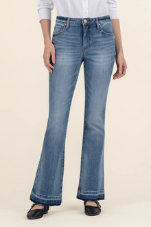 KUT Stella high rise flare jeans for women in classic denim


