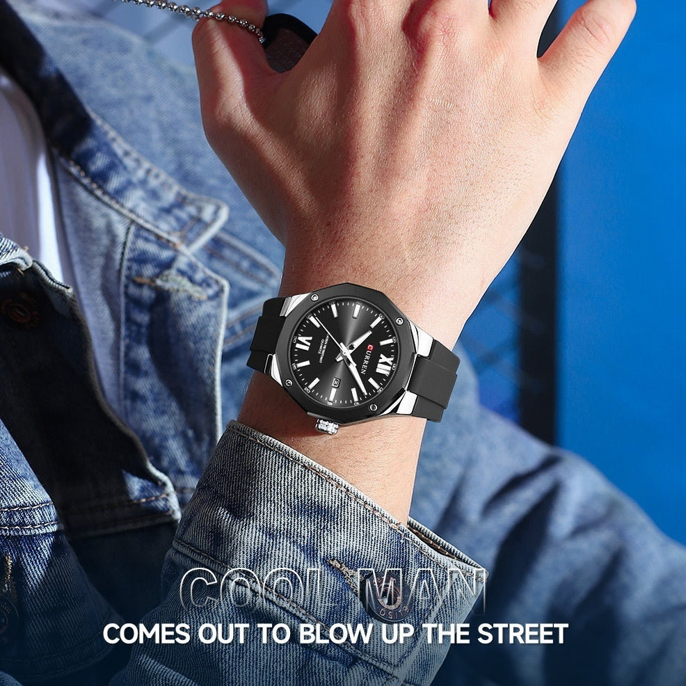 Large dial sports calendar watch for men with sporty modern design