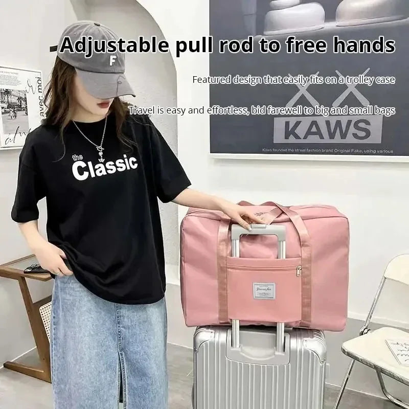 Large capacity travel bag with zipper and handles for gym, sports, and daily use