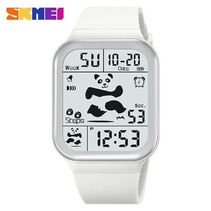 Square waterproof LED digital watch with large display for students

