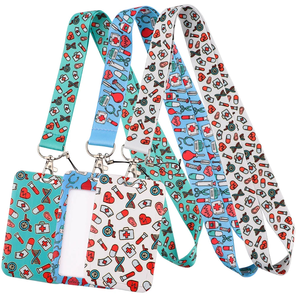 LB2290 nurse neck strap lanyards with metal clip for ID cards and keys