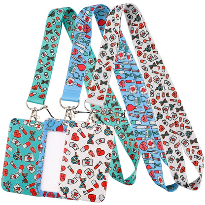 LB2290 nurse neck strap lanyards with metal clip for ID cards and keys