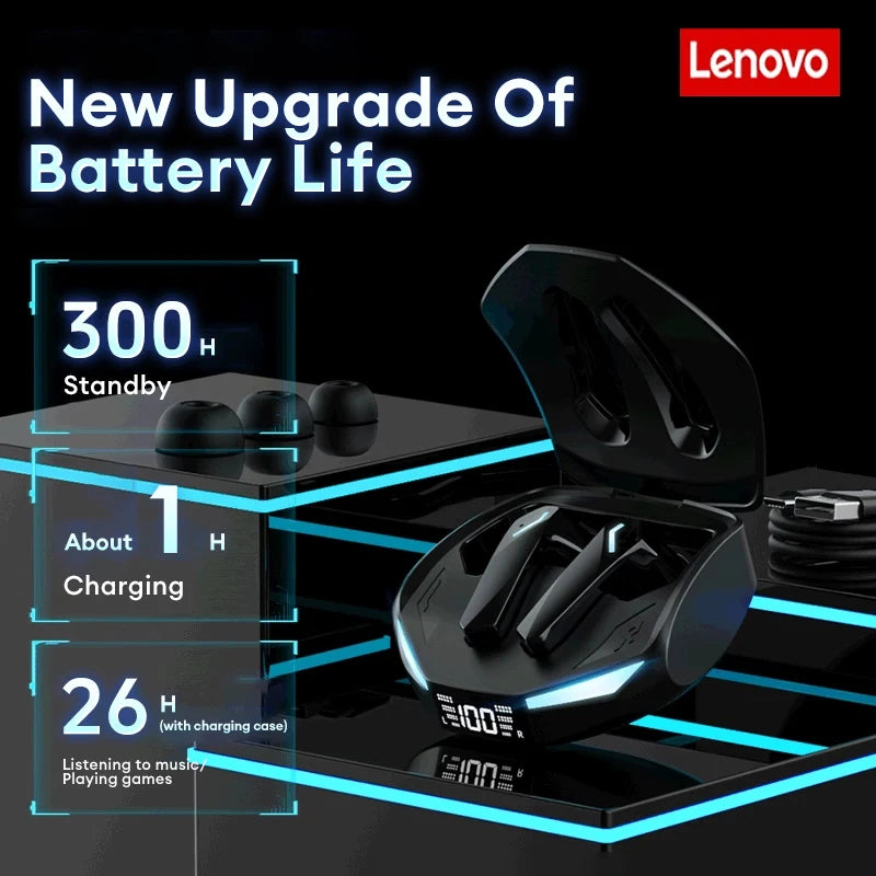 Lenovo XT53 Bluetooth 5.4 Wireless Earphone with LED display, waterproof sport design, and noise cancelling for gaming and HD calls
