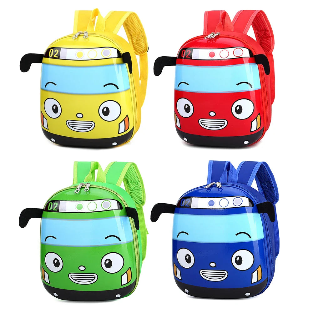 3D cartoon bus school bag for kids in yellow color

