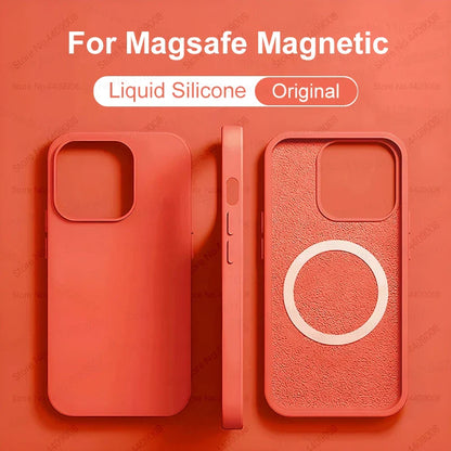 MagSafe iPhone case with soft silicone design and magnetic wireless charging

