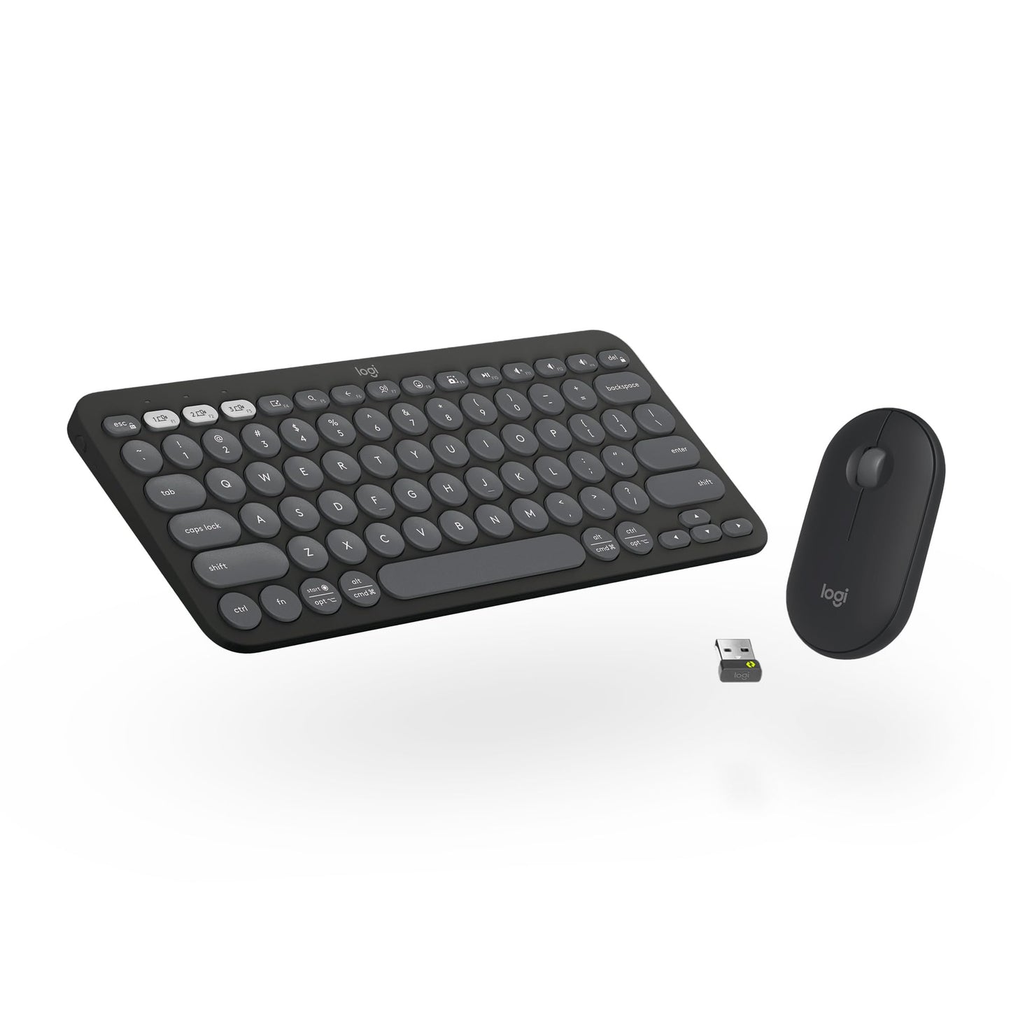 Bluetooth wireless keyboard and mouse Logitech Pebble 2   Combo Tonal graphite