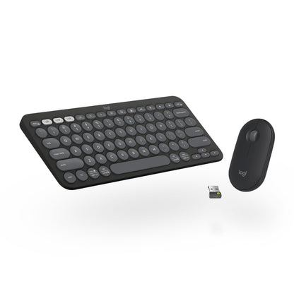 Bluetooth wireless keyboard and mouse Logitech Pebble 2   Combo Tonal graphite
