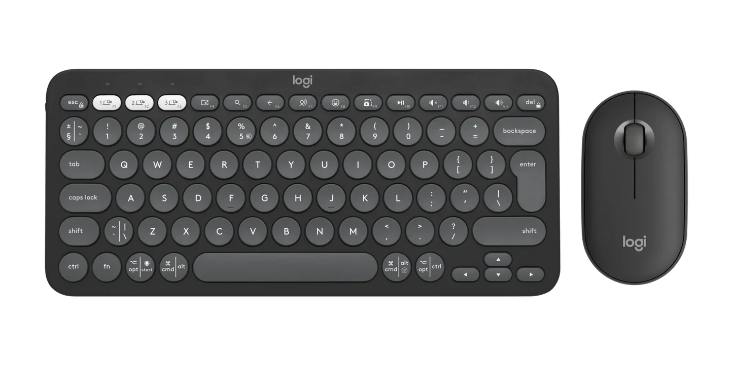Bluetooth wireless keyboard and mouse Logitech Pebble 2   Combo Tonal graphite