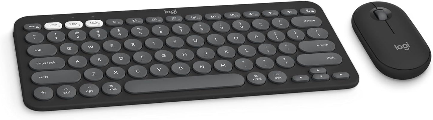Bluetooth wireless keyboard and mouse Logitech Pebble 2   Combo Tonal graphite