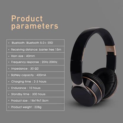 Wireless Bluetooth headphones with over-ear design and stereo sound


