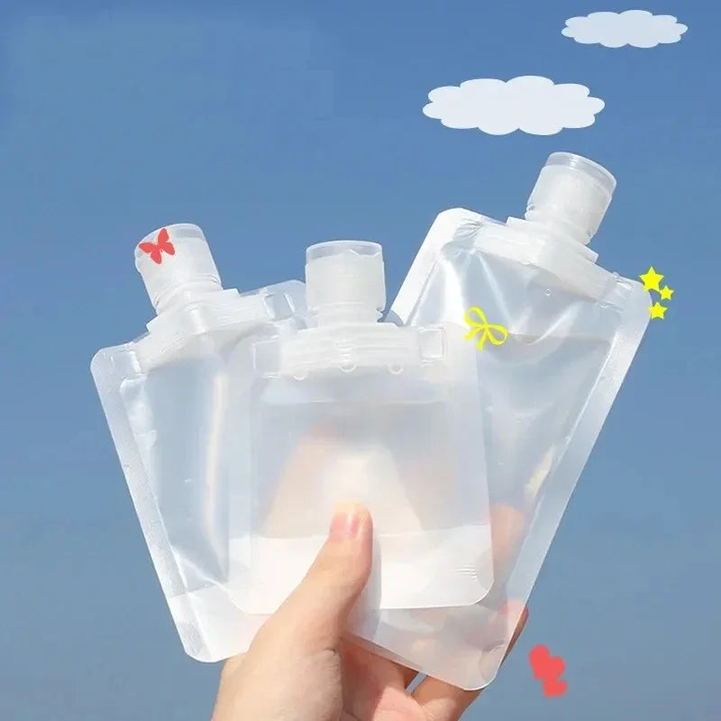 5pcs refillable travel empty squeeze bags for toiletries and cosmetics

