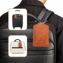 PU leather luggage tag with anti-loss wire loop and privacy cover


