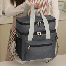 Double layer cooler lunch bag with shoulder strap for travel and picnic


