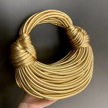 Gold luxury handwoven designer handbag for women 2024 collection