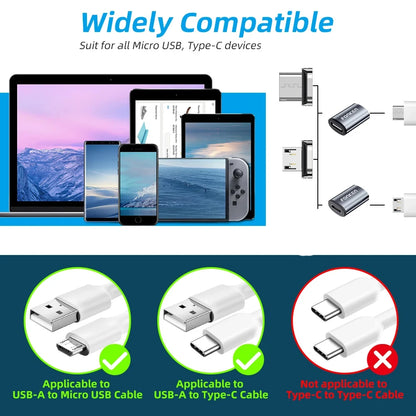 Magnetic cable connector mobile phone adapter with Micro USB and Type C tips