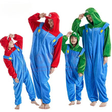 Mario or Luigi cosplay onesie costume for kids and adults with hood

