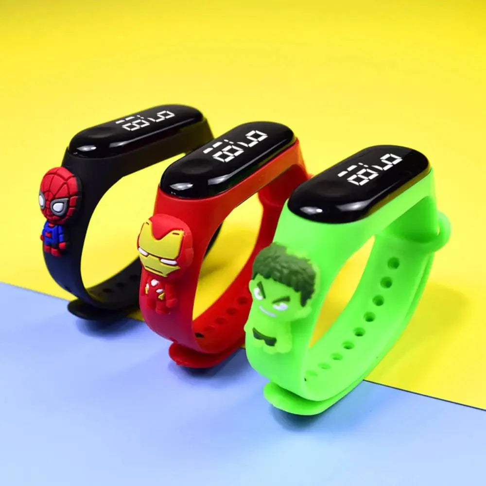 Marvel Spider-Man Children's Cartoon Fashion Watches Stitch Iron Man Electronic Digital LED Display Waterproof Holiday Gift Kids