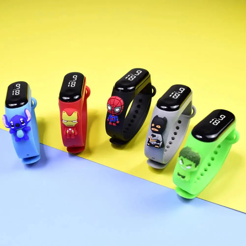 Marvel Spider-Man Children's Cartoon Fashion Watches Stitch Iron Man Electronic Digital LED Display Waterproof Holiday Gift Kids