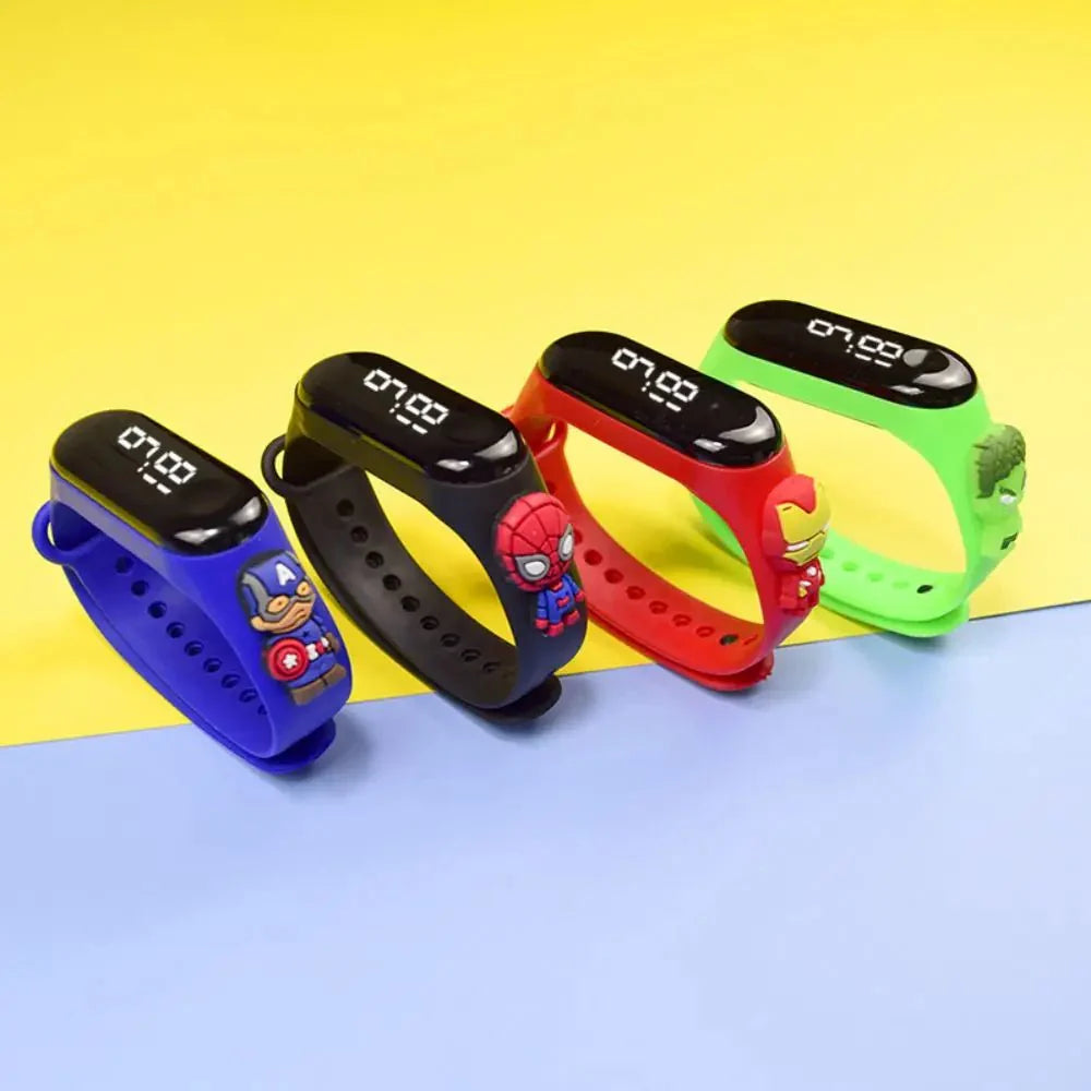 Marvel Spider-Man Children's Cartoon Fashion Watches Stitch Iron Man Electronic Digital LED Display Waterproof Holiday Gift Kids