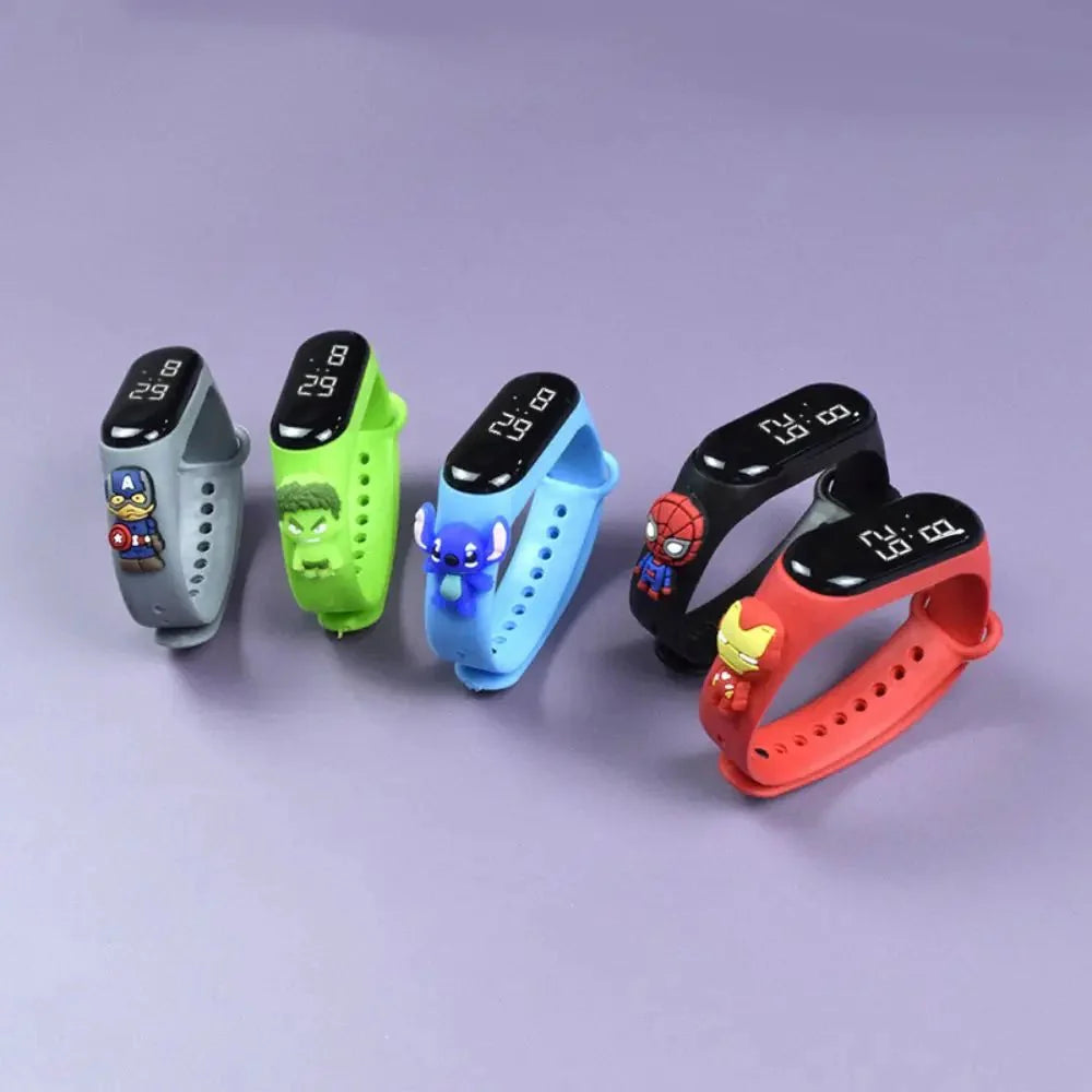 Marvel Spider-Man Children's Cartoon Fashion Watches Stitch Iron Man Electronic Digital LED Display Waterproof Holiday Gift Kids