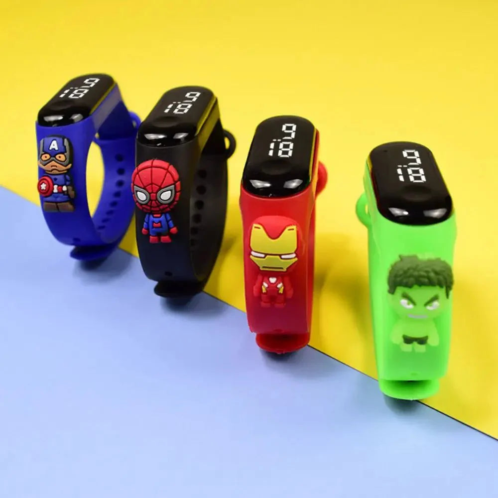Marvel Spider-Man Children's Cartoon Fashion Watches Stitch Iron Man Electronic Digital LED Display Waterproof Holiday Gift Kids