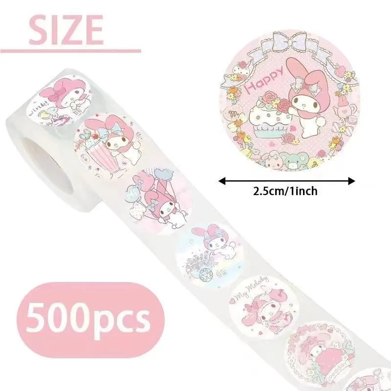 500pcs Hello Kitty Sanrio Sticker Roll for Kids Crafts and Gifts

