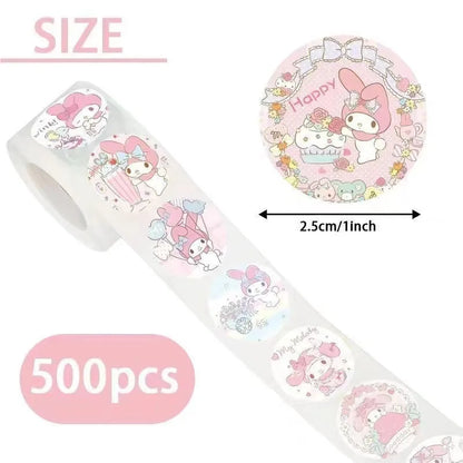 500pcs Hello Kitty Sanrio Sticker Roll for Kids Crafts and Gifts

