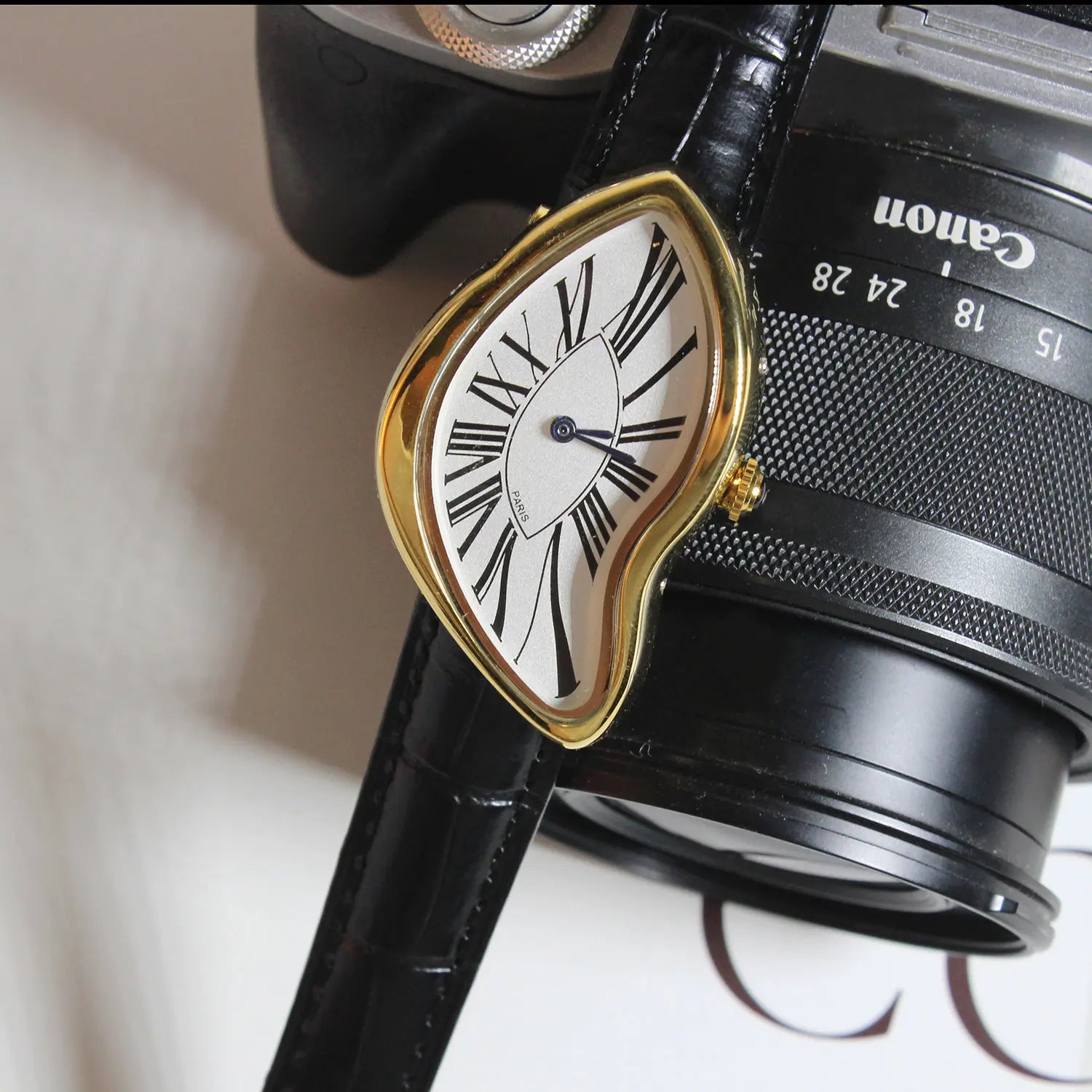 Melted design watch with surreal artistic look for modern home or office

