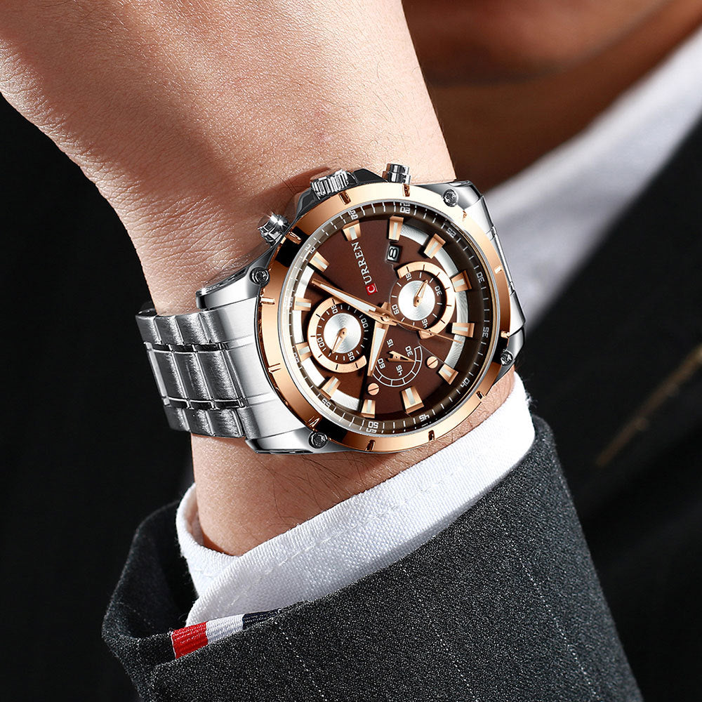 Men's waterproof business quartz watch for office and formal wear