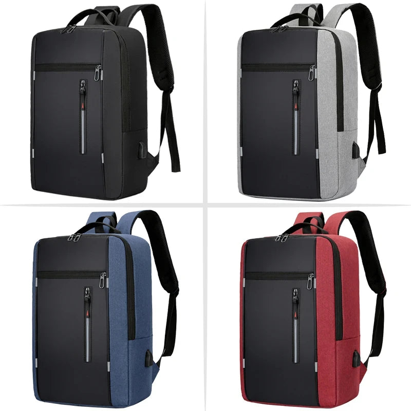 Men's waterproof laptop backpack with USB charging port and 15.6-inch capacity